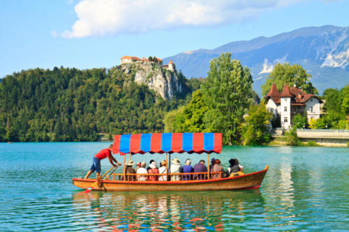 Boat and lake Bled, Slovenia