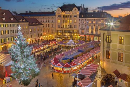 BRATISLAVA, SLOVAKIA - NOVEMBER 28, 2016: Christmas market on th