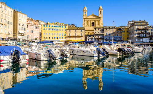 old town and harbor of bastia on corsica